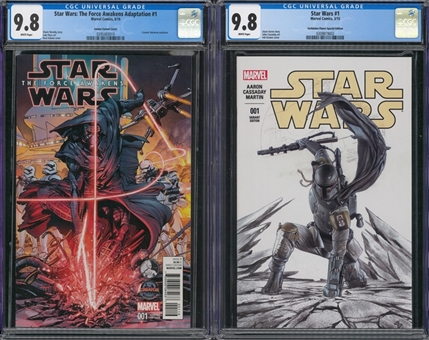 Star Wars The Force Awakens Adaptation #1 and Star Wars #1 Forbidden Planet SE CGC Graded 9.8 with 15 Ungraded Comics (17)